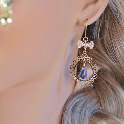 Blue waterdrop glass beads earring fashion woman jewelry