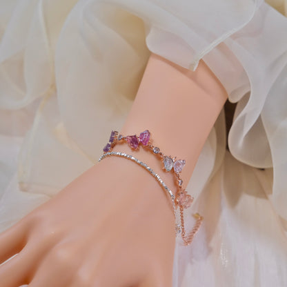 Cuentas de fluorita hechas a mano, pulsera de mariposa arcoíris, joyería de moda para mujer