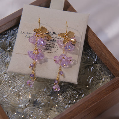 purple resin flower with gold colored flower earring fashion jewelry woman