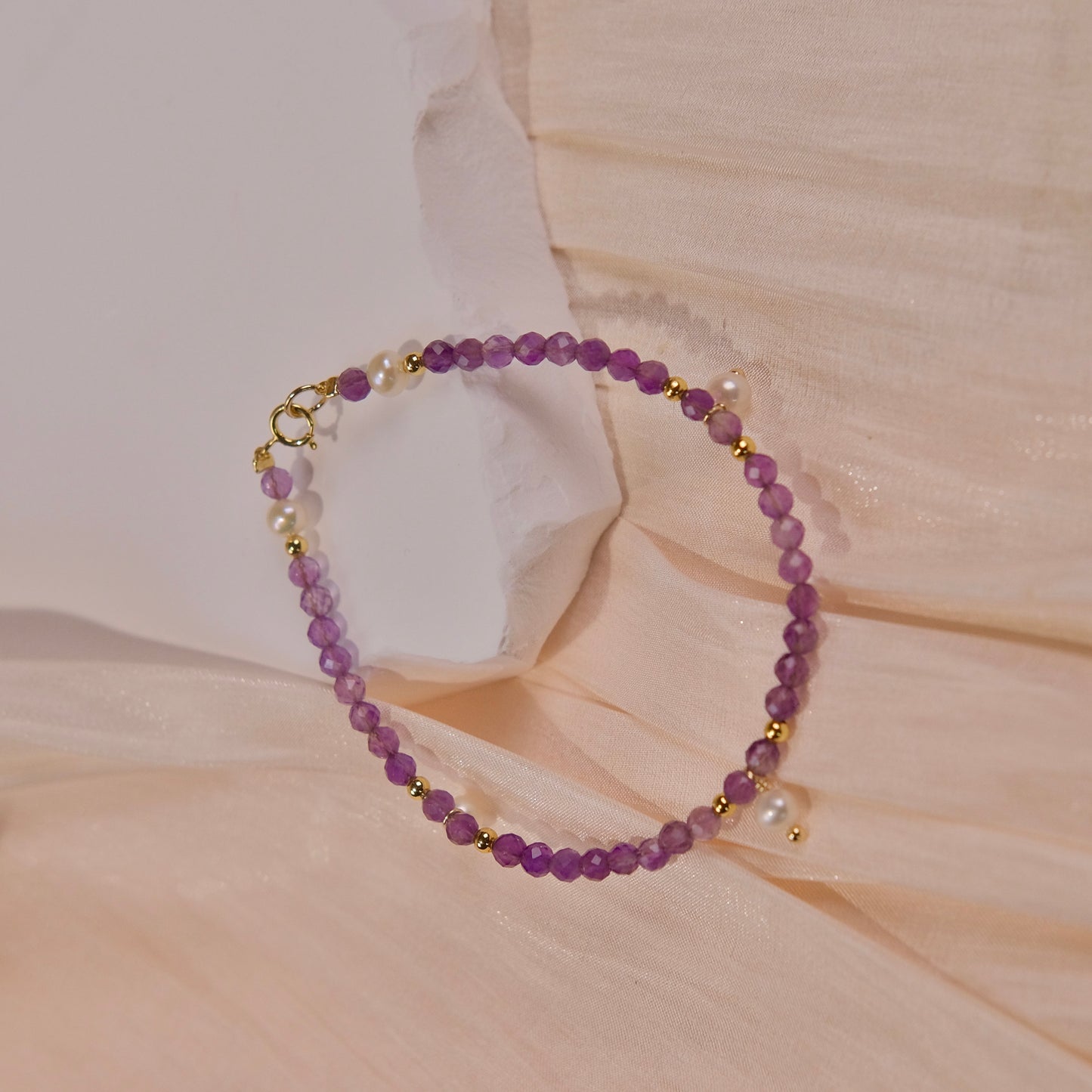 Pulsera fina de 3mm con cuentas moradas naturales, joyería de moda para mujer